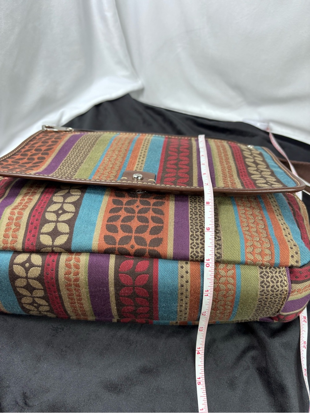 FOSSIL Vintage Y2K Multicolor Canvas Crossbody Messenger Bag Boho Festival - Picture 14 of 14